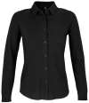 03791 Lds Basile NEOBLU Ladies Basile Organic Cotton Long Sleeve Piqué Shirt Deep Black colour image